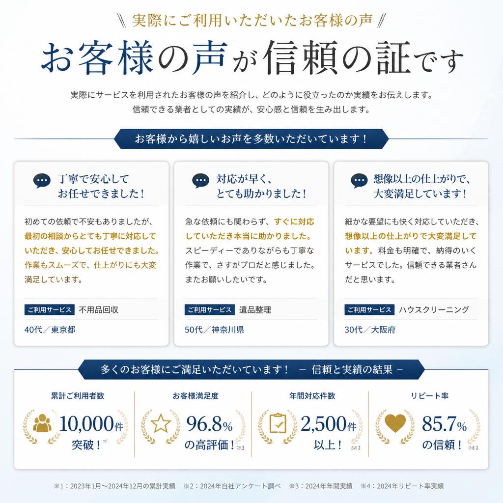 過去の実績とお客様の声