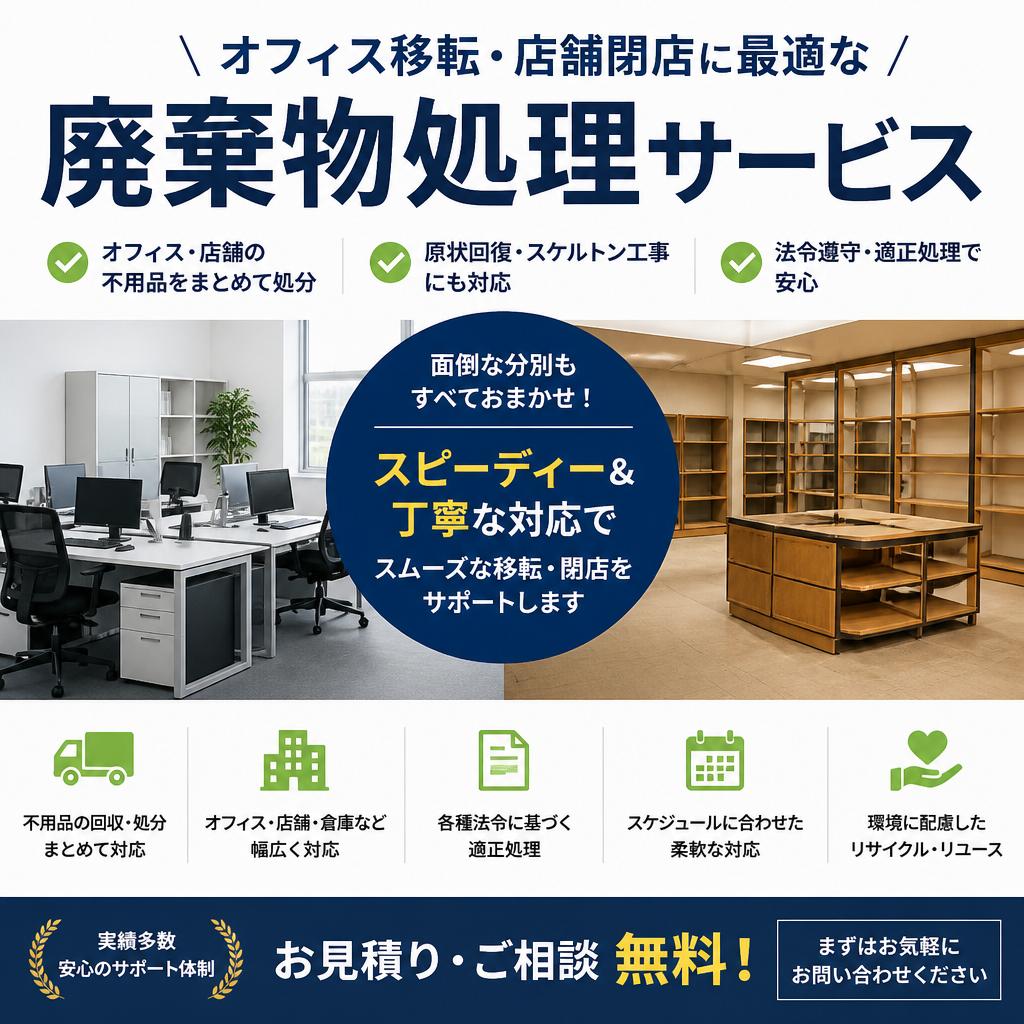 オフィス移転・店舗閉店に最適な廃棄物処理サービス