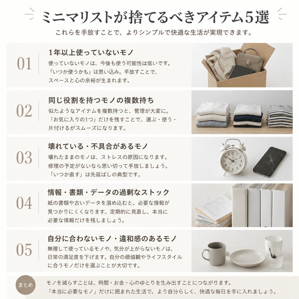 捨てるべきアイテム5選
